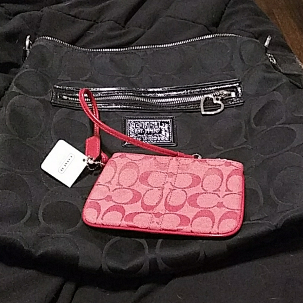 Coach Red Wristlet/black purse combo